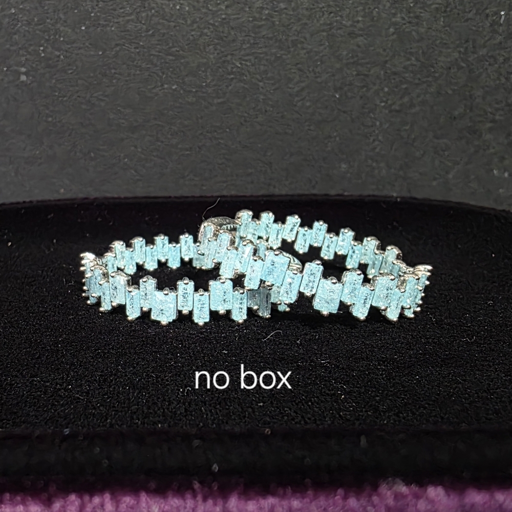 Elegant Silver and Blue Aquamarine Hoops